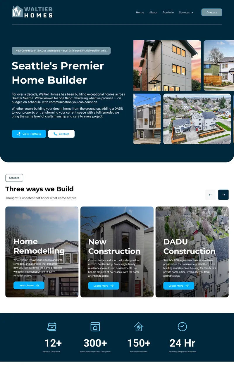 Waltier Homes website design in Figma