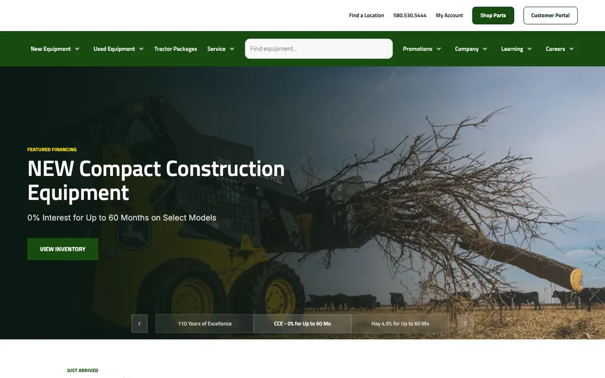 Western Equipment website homepage